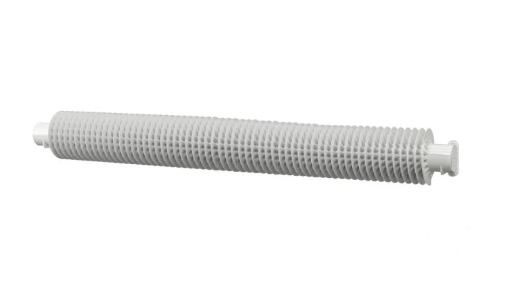 ISAN Spiral RA1 Elektro žebrový radiátor Ø76×156 mm, délka 2000 mm, 800 W, Sněhově bílá RAL 9016, uchycení horizontální-na zeď (Z-10762000EK01)