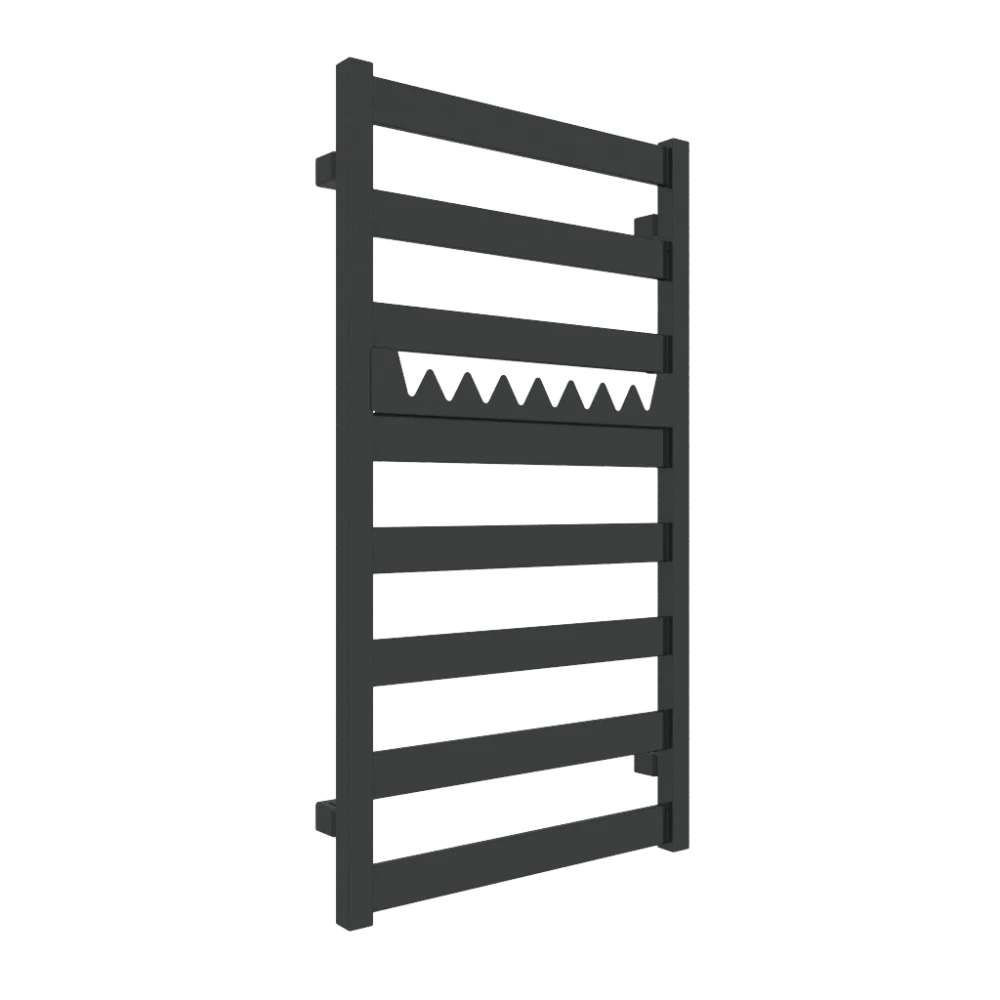 TERMA VIVO koupelnový radiátor 910 × 500 mm, RAL 9005 mat, připojení Z8 (WGVOV091050-K9M5Z8)