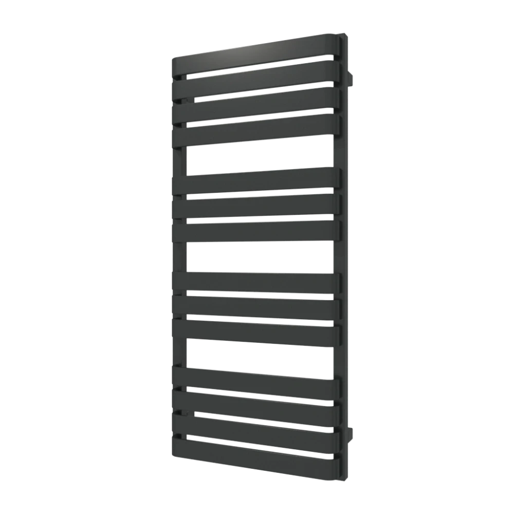 TERMA WARP T designový radiátor 1110 × 500 mm, RAL 9005 mat, připojení SX (WGWAT111050-K9M5SX)