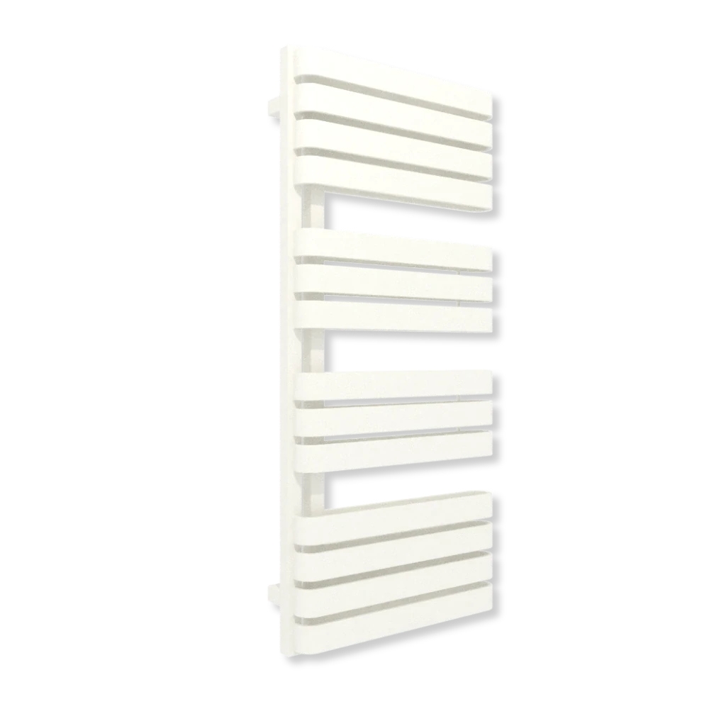 TERMA WARP S designový radiátor 1110 × 500 mm, RAL 9016 Mat, připojení GD (WGWAS111050-KJ16GD)