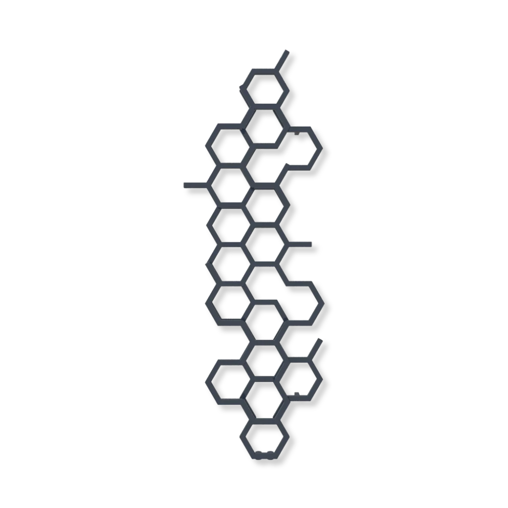 TERMA HEX designový radiátor 1700 × 573 mm, Metallic Black, připojení ZX (WGH2X170057-KMBCZXE)