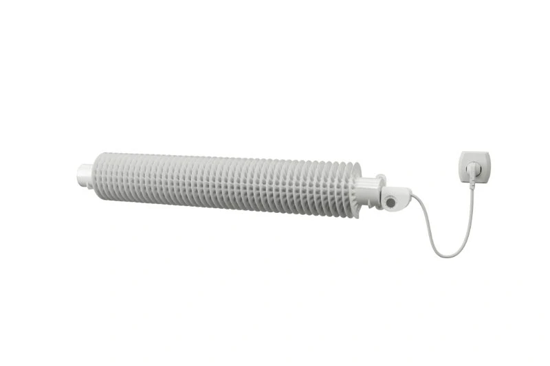 ISAN Spiral RA1 Elektro žebrový radiátor Ø76×156 mm, délka 2000 mm, 800 W, Sněhově bílá RAL 9016, uchycení horizontální-na zeď (Z-10762000EK01)