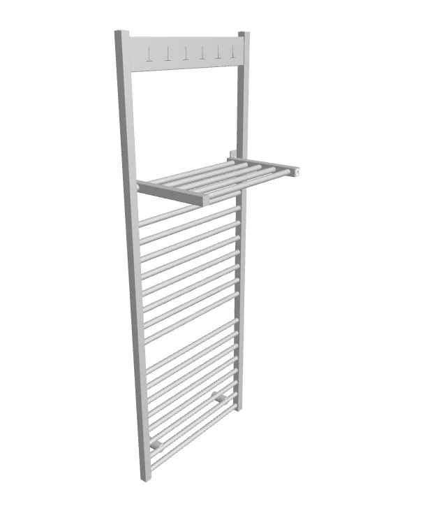 ISAN Melody Flexi s háčky koupelnový policový radiátor, 1555 × 600 mm, 683 W, bílá 9016, spodní připojení, antikorózní ochrana Primer