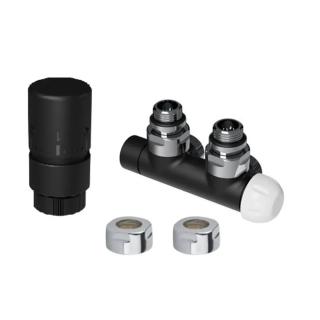 ISAN Termostatická sada rohová, středová, černá mat, levá, př. na Auplast 16 mm (O39SWAL222)