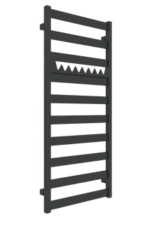 TERMA VIVO koupelnový radiátor 1150 × 500 mm, RAL 9005 MAT, připojení SX (WGVOV115050-K9M5SX)