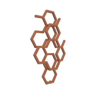 TERMA HEX designový radiátor 821 × 486 mm, 248 W, barva Bright Copper, středové připojení